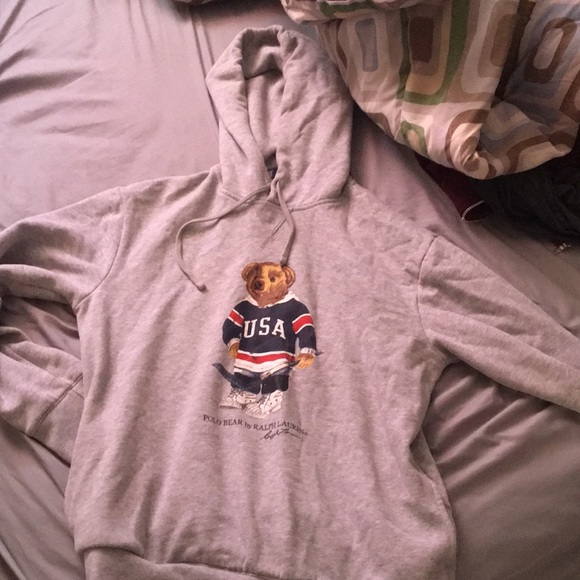 Pink polo bear hoodie Clearance